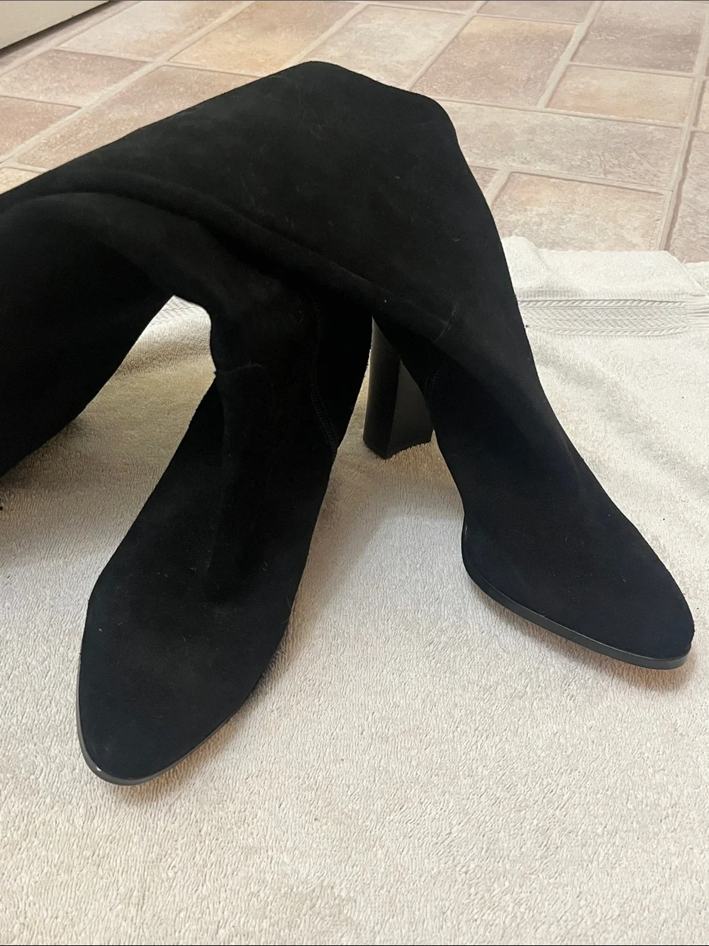 Lord & Taylor Black Suede Over-the-Knee Block Heel Boots